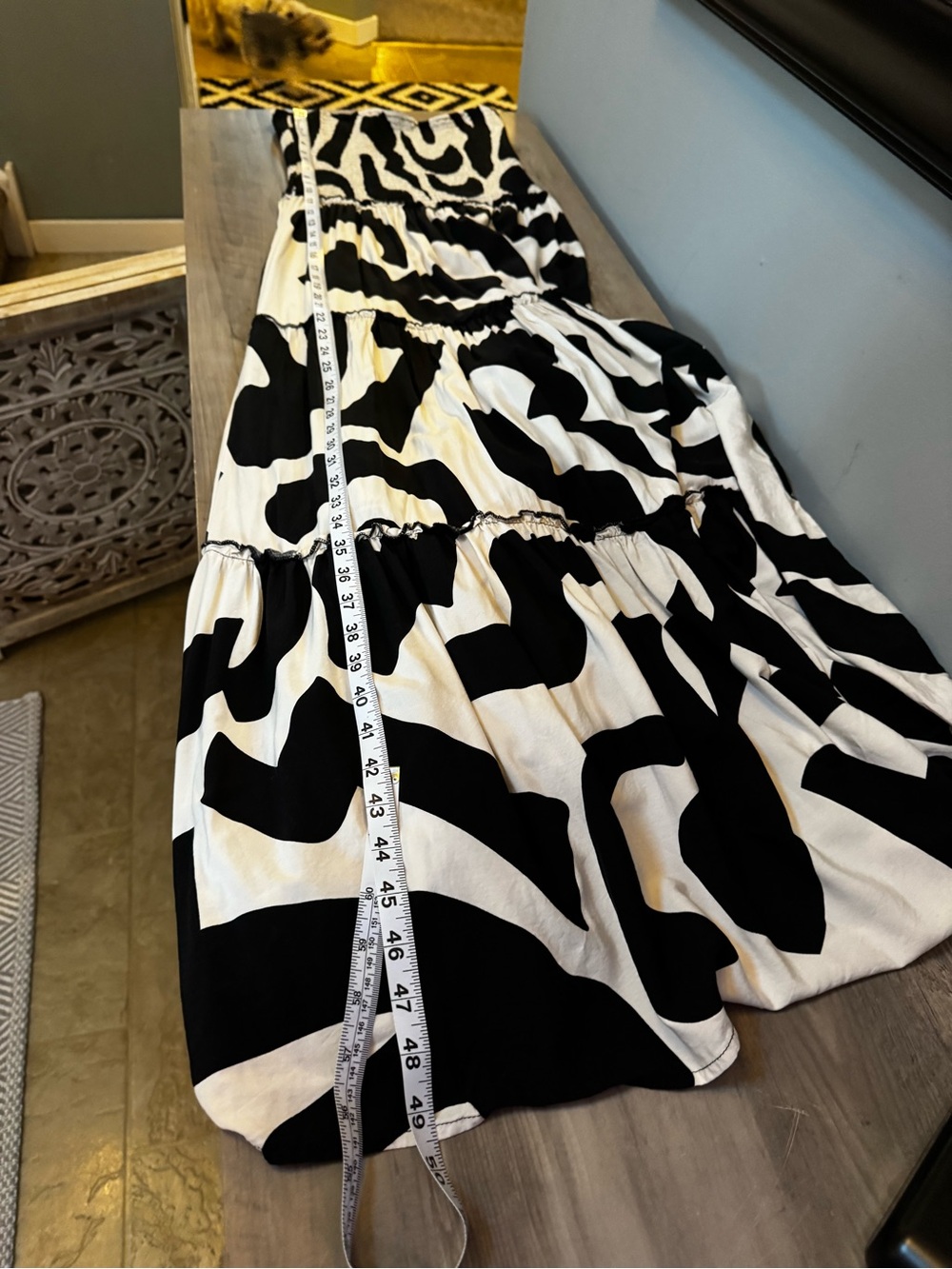 Anthro Abel the Label Black & White Abstract Maxi Dress - Sleeveless Summer Midi - Picture 10 of 11